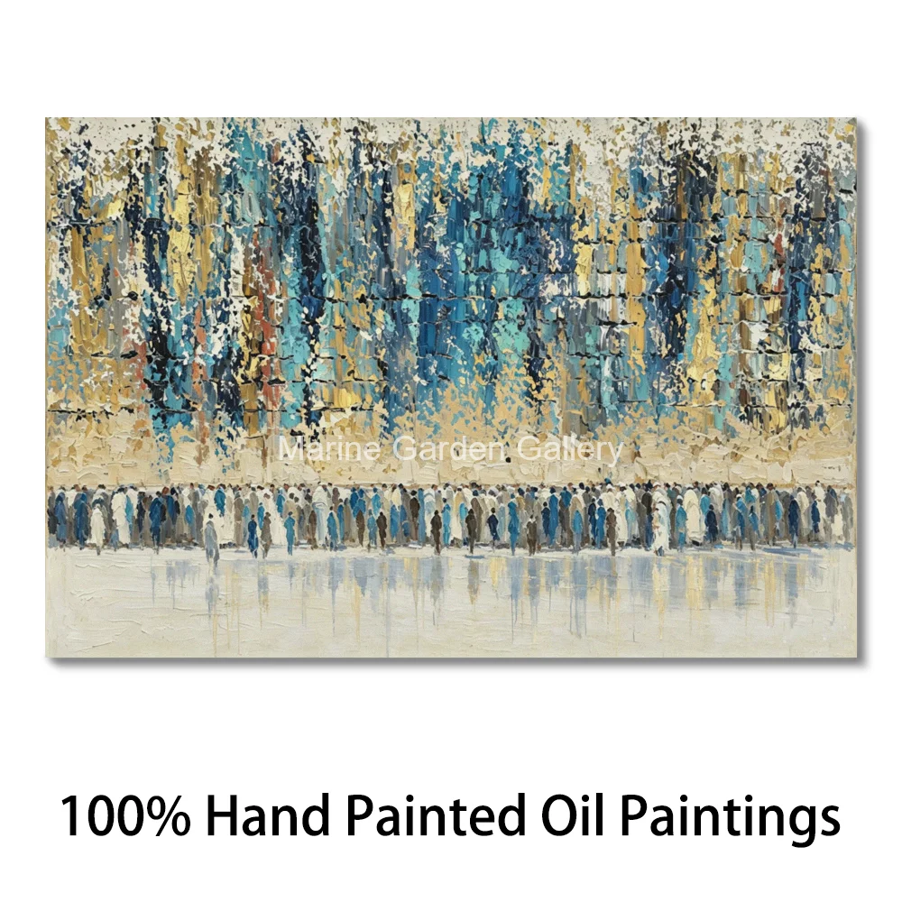 Landscape Canvas Art Handmade Painting Modern Images Gold Kotel Prayers Masterpiece for Bar Library Wall Decor