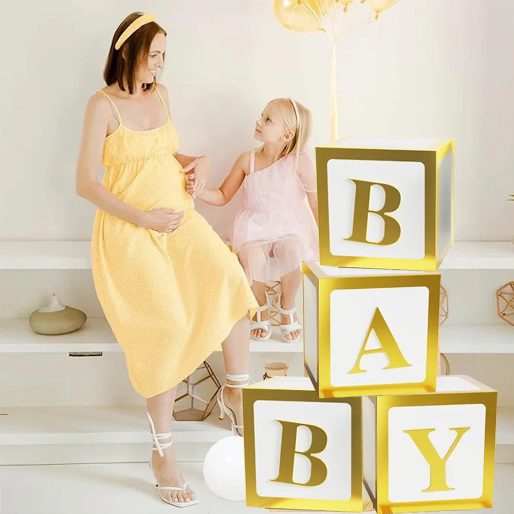 30CM Transparent Letter Balloon Box Baby Shower Decoration Boy Girl 1st Birthday Party Decorations Kids Wedding Decor Supplies