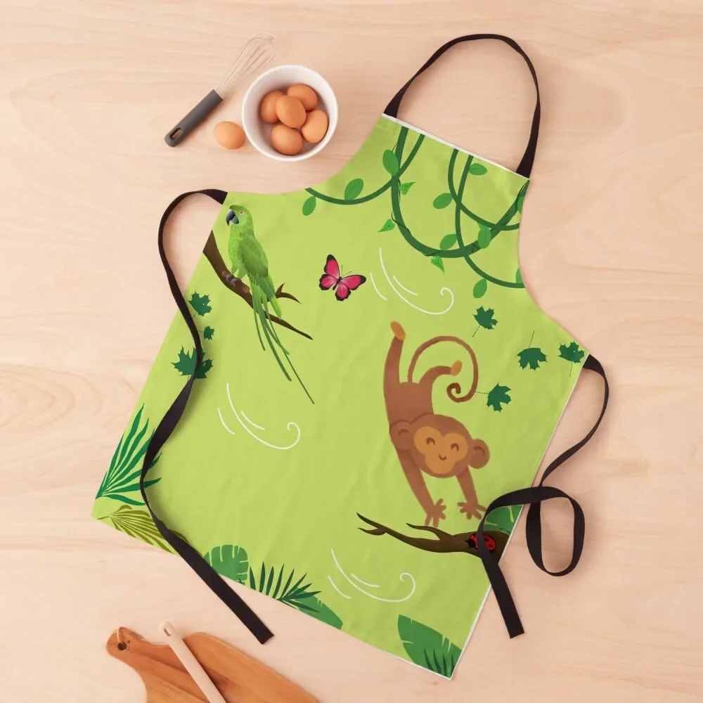 Wildlife In The Jungle Apron Children'S Cleaning Products For Home Men kitchen painting Apron