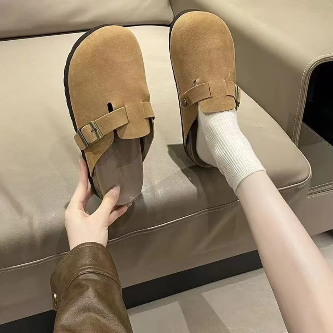 Crestar, zuecos de moda, zapatillas para mujer, gamuza clásica, mulas para hombre, plantilla de corcho, zapatos de patata de cuero con soporte para arco, tobogán de playa