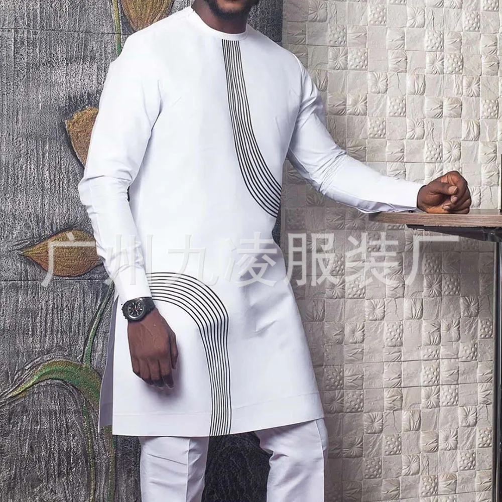 Male Long Robe Shirt Abayas Shirt Pullover Tops Shirt Stand Collar Neck Long Sleeve Casual Shirts 2026 Spliced Traditional