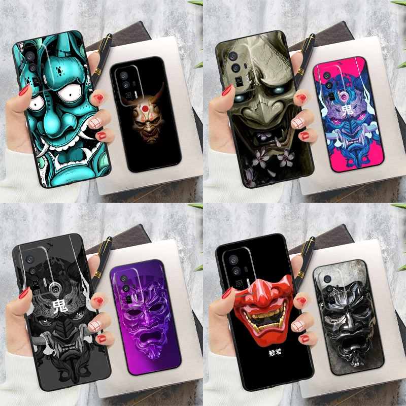 Japanese Oni Hannya Demon Mask Case For Xiaomi 14T 11T 12T 13T Pro 13 14 Ultra POCO X6 Pro M6 X3 X5 M5s F3 F5 F6 Cover