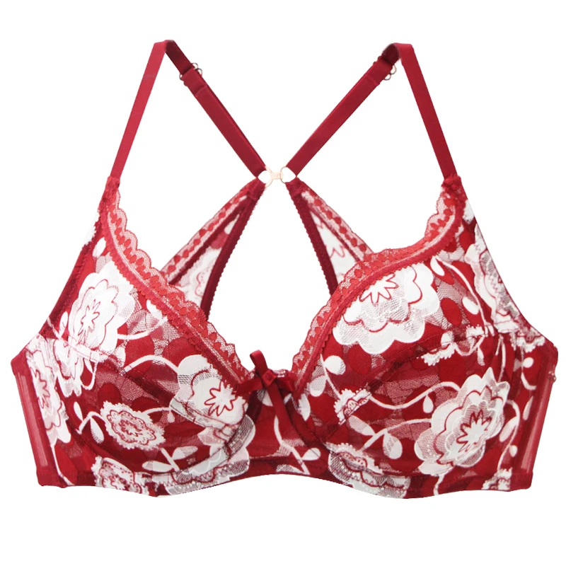 

2023 New Sexy Bras Women Floral 32/70 34/75 36/80 38/85 40/90 42/95 BCDE Cup Underwear Intimates Plus Size Female Lingerie