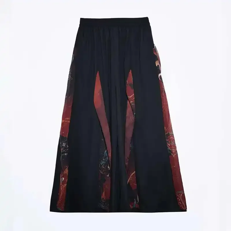 النمط الصيني الجديد تحسين Guofeng قميص الصين شيك Wuxia نمط واسعة الساق التنانير والسراويل هان عناصر قميص زي القديمة