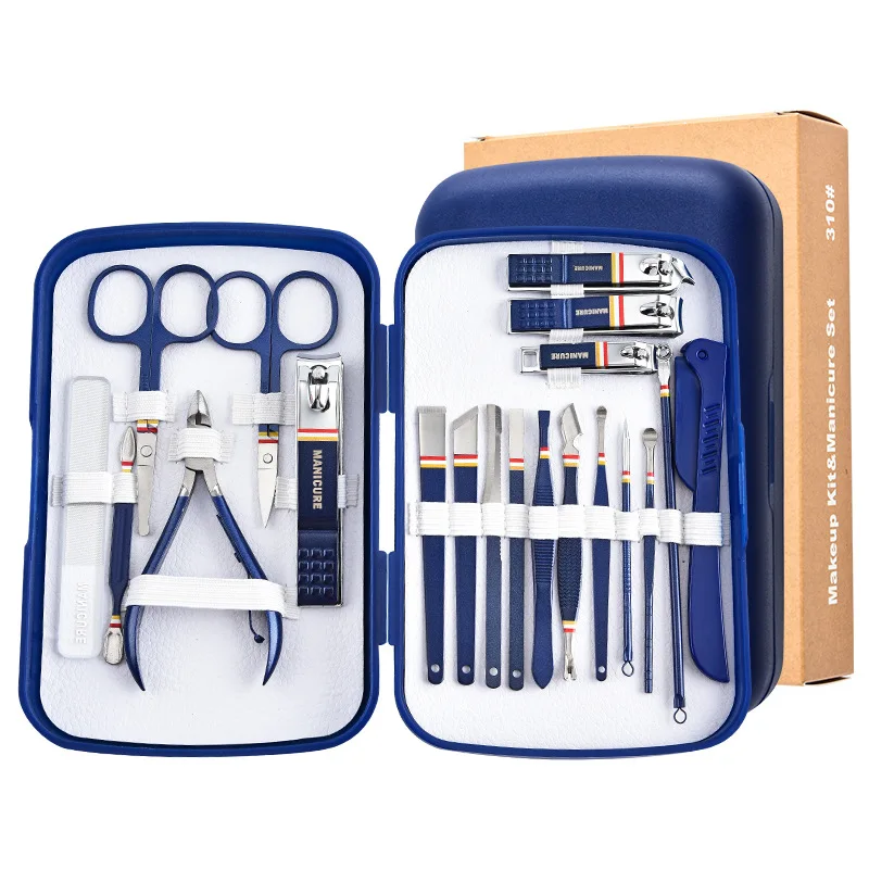 

Полный набор из 20 маникюрных инструментов из нержавеющей стали с портативной дорожной сумкой, отличный помощник для красоты и макияжа.