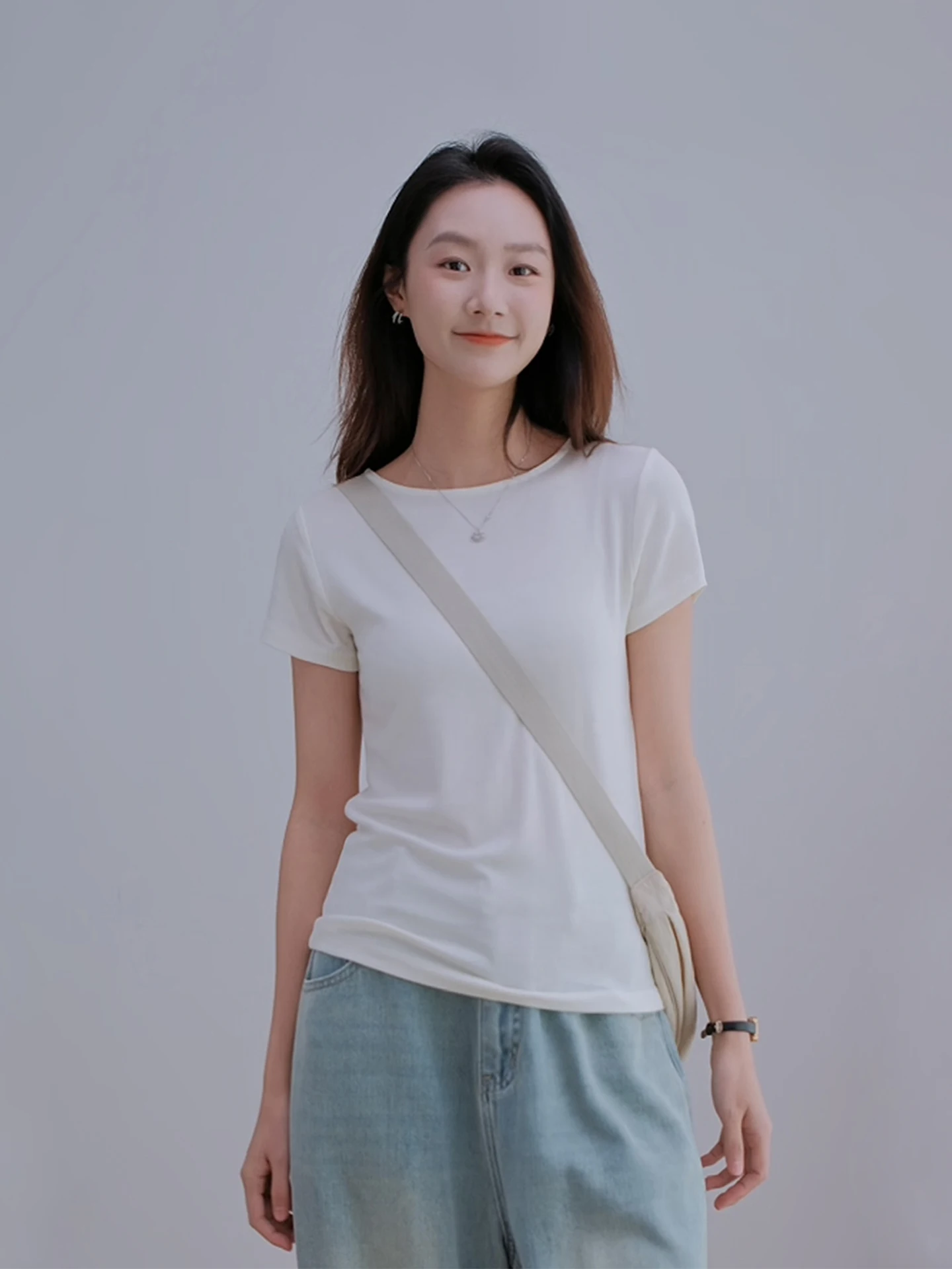 

Женская легкая дышащая облегающая футболка из ацетатной шерсти Laceuller с коротким рукавом, базовая повседневная модель