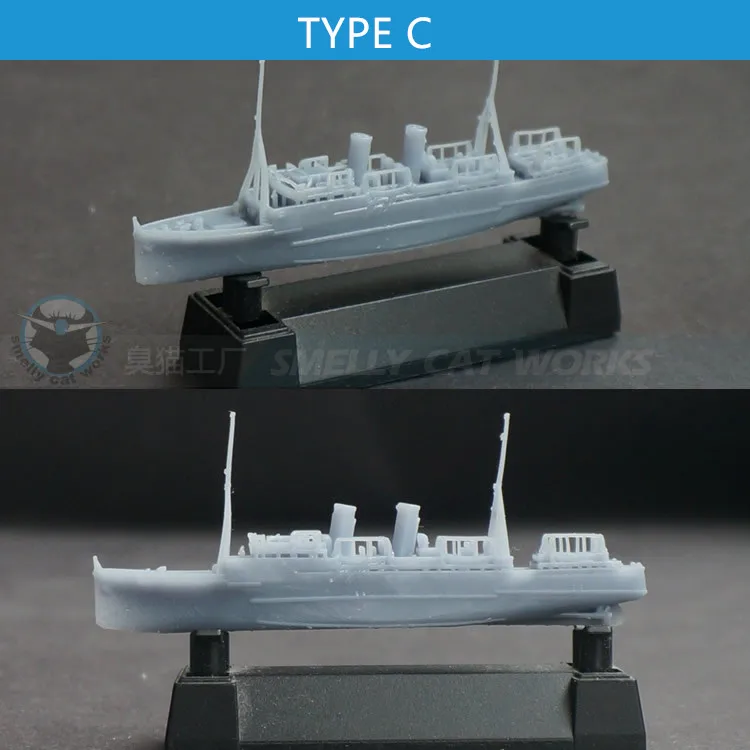 

WWII Civilian TYPE C Cargo Ship Small Passenger Ship 1/1250/700 Resin Printed Model Ship Warship Model Assembled Homemade Hobby