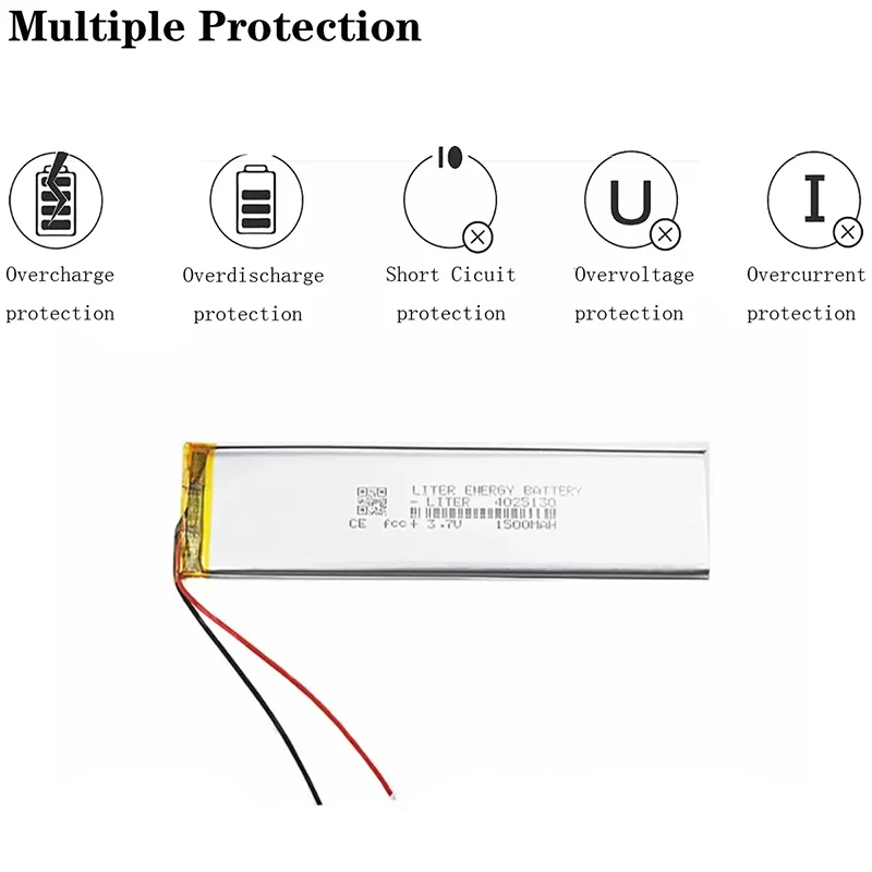 3.7 فولت 4025130 بطارية ليثيوم بوليمر 1500 مللي أمبير ل DVD GPS بلوتوث مسجل مرآة المصباح خزانة LED قطاع شرائط مصباح خلية #6