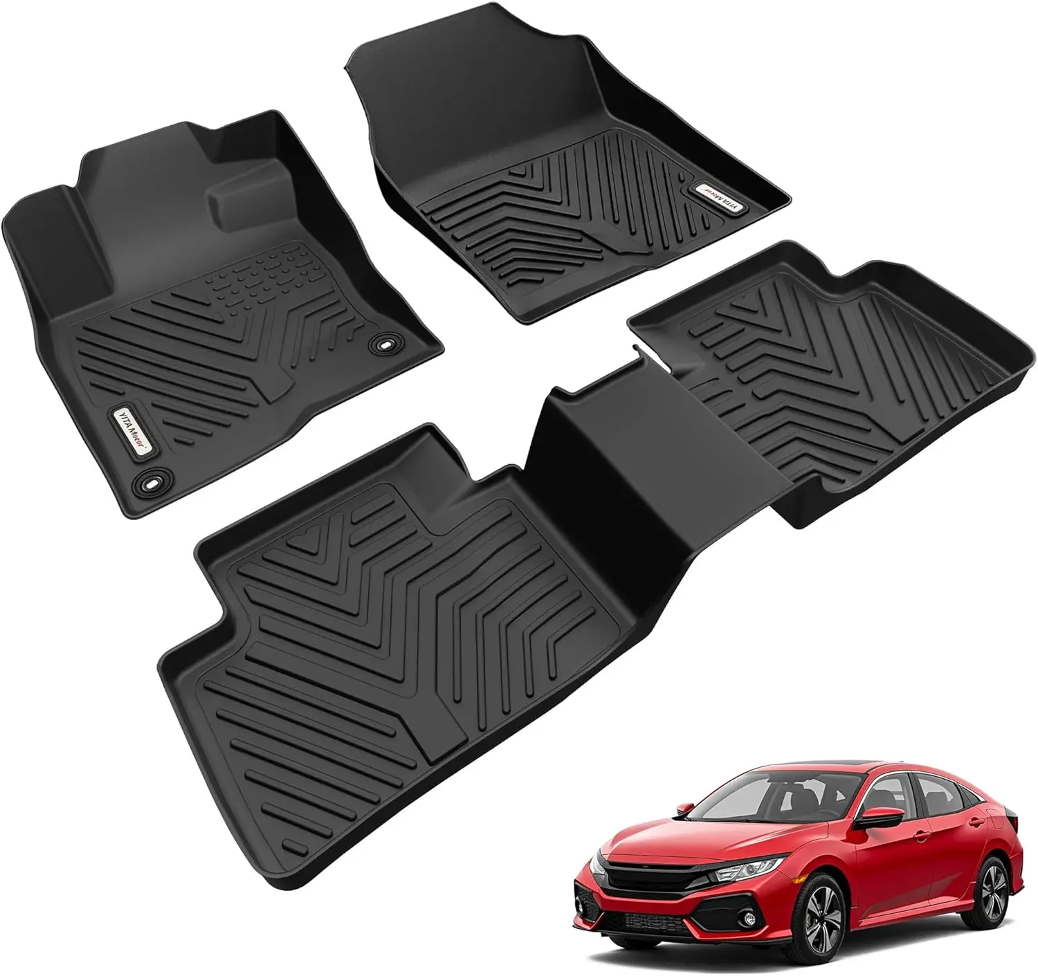 

Custom Fit Floor Mats for 2016-2021 Honda Civic Models: All-Season Protection, Non-Slip Design, Easy Clean