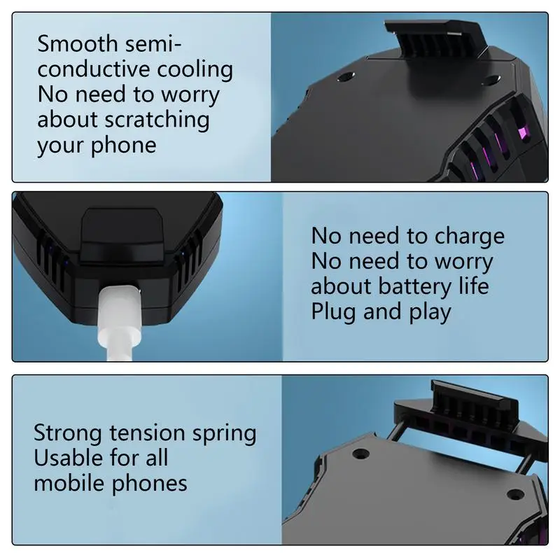 Phone Cooler Rechargeable Portable Phone Radiator Portable Game Semiconductor Cooling Fan Back Clip Silent Mobile Phone Radiator