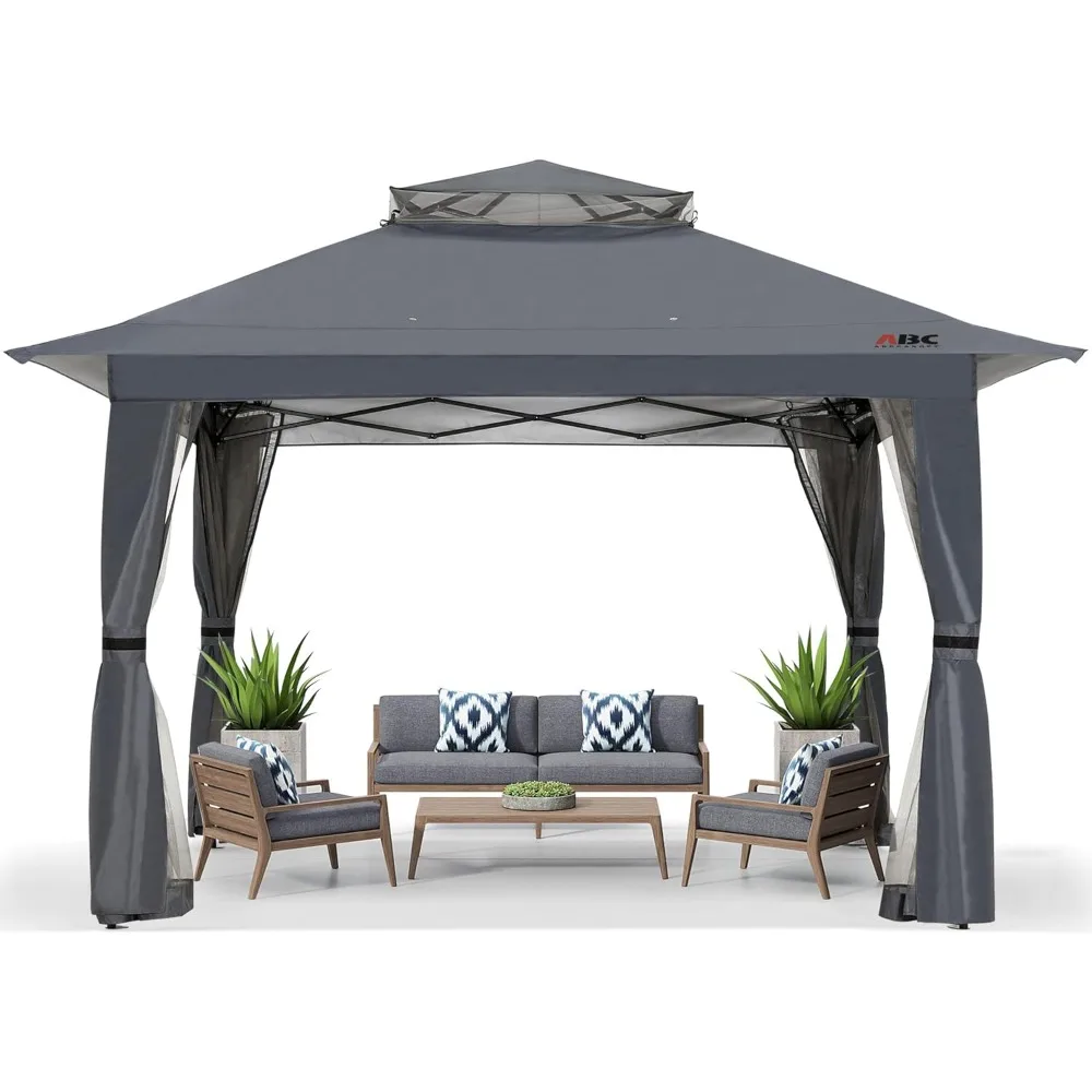 

13x13 Pop Up Gazebo, Outdoor Canopy Tent, Instant Screened Shelter with Mosquito Netting for Patio, Garden, Backyard