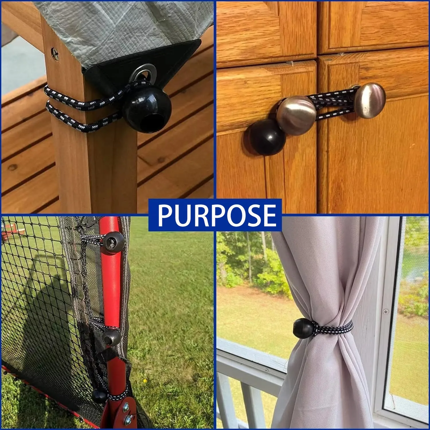 MuqiNush 50 قطعة 4/6/8 "بنجي الكرة الأقمشة Canva القماش المشمع سارية العلم التعادل الحبل ينتهي حبل مرن الدانتيل الثابتة قارب القطب التخييم خيمة #6