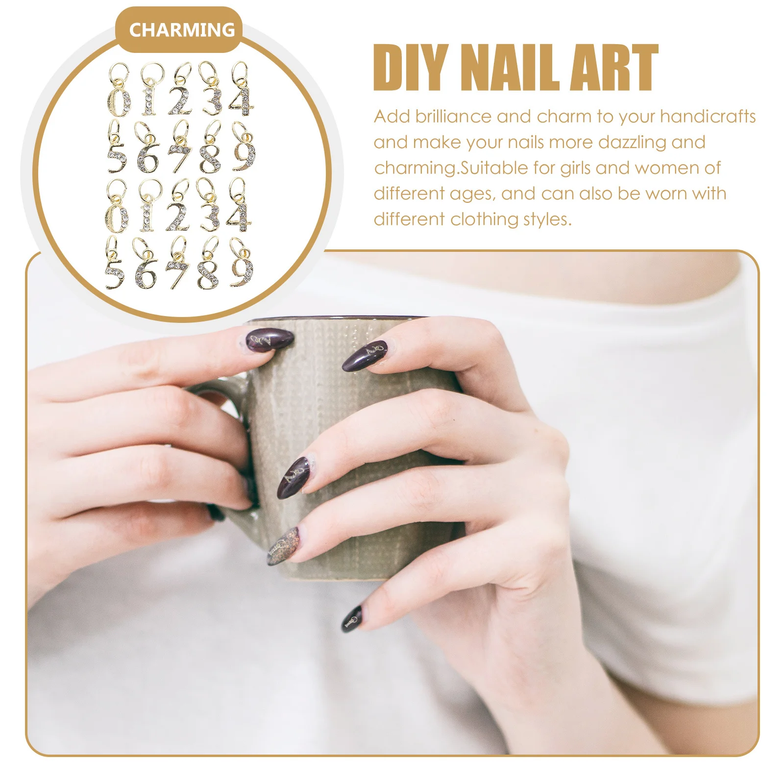 20 pendenti decorativi con strass in metallo, lucidi e sostituibili, per eleganti accessori per la decorazione di manicure per nail art