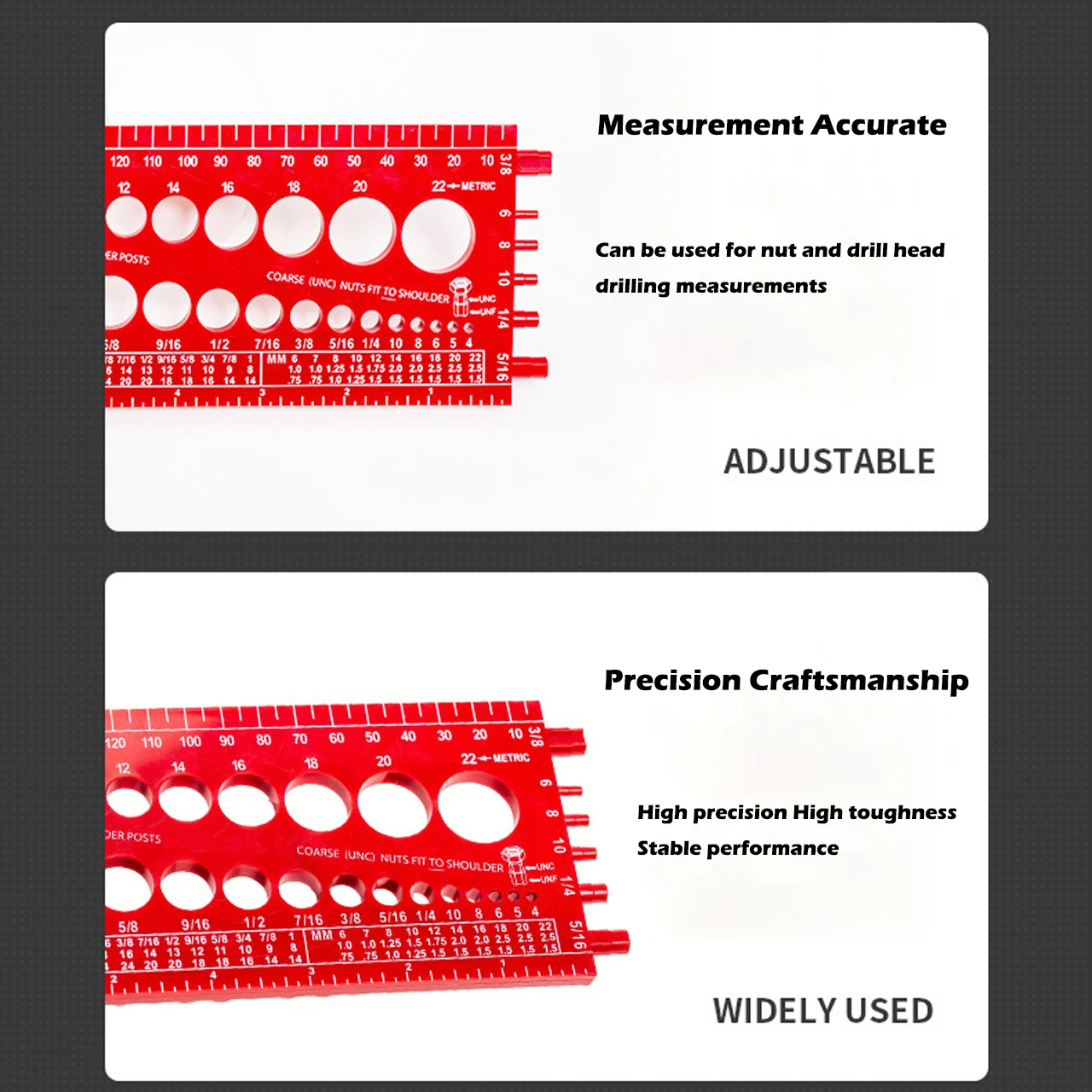 Nut Gauge Screw Size Measuring Ruler Electric Drill Drilling Measuring Instrument For Identification Bolts and Nuts Drill Tool