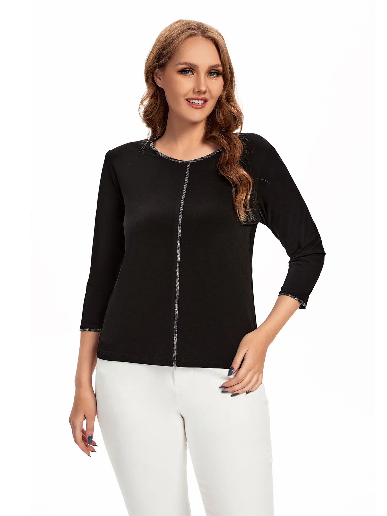 Damski Plus Size góra wiosna elegancki, szykowny Top dla pulchnego modny Top damskiego