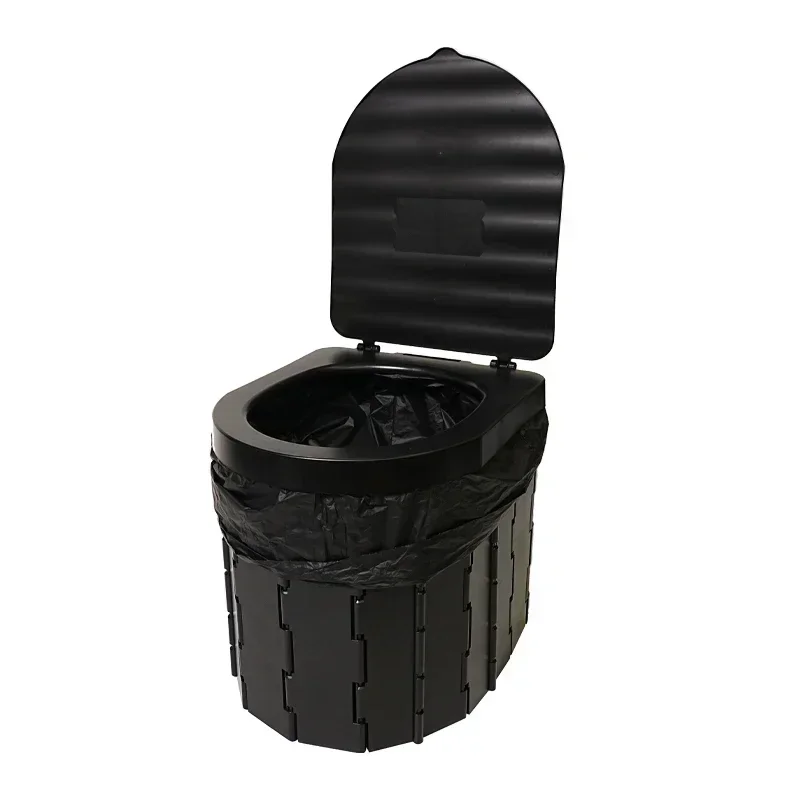 Black Toilet Camping Car Travel Washable Plastic Potty Portable Emergency Folding Camping Toilet