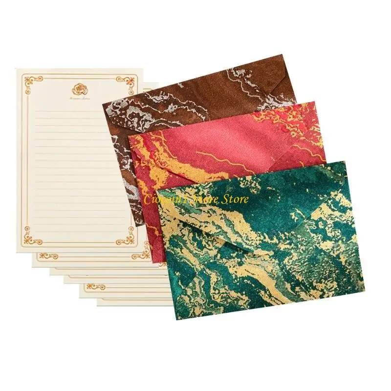 A3PC 1 Set Chinese Styles Stationery Paper and Envelopes Set for Party Invitations