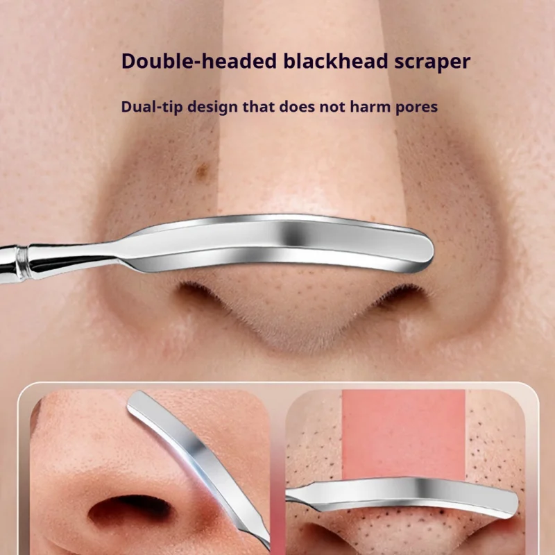 Doppelköpfiger Mitesser-Entferner, Nasenreinigungsartefakt, manuelles Mitesser-Entferner-Werkzeug, Gesichts-Mitesser-Schaber, Akne-Nadel, Ganzes
