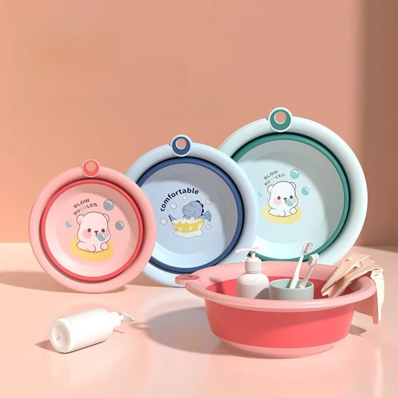 

Portable Travel Compressed Foldable Baby Face Basin Cute Children's Home Use Dormitory Plastic round Shape Basin