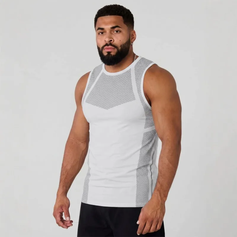 Men's Seamless Sport Tank Top Breathable Compression Sleeveless Gym Shirt For Running Fitness