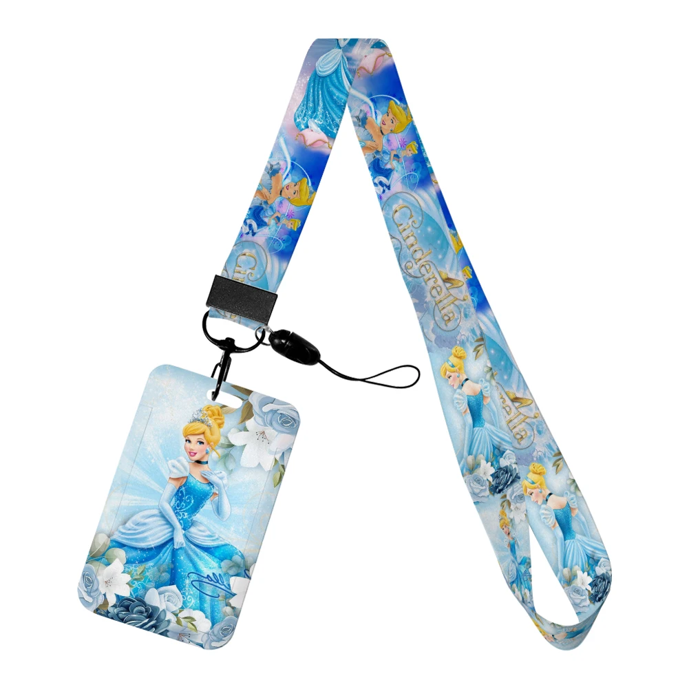 Disney Prinses Assepoester ID-kaarthouder Lanyards Zeemeermin Vrouwen Nekkoord Creditcardhouder Meisjes Badgehouder Intrekbare clip