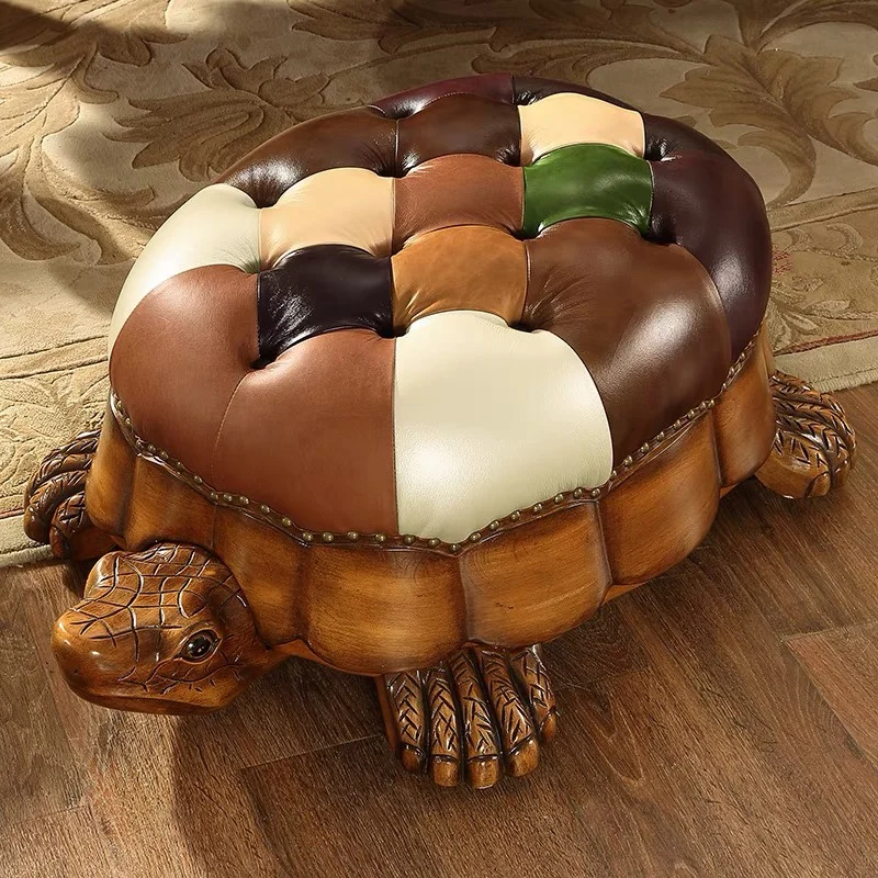 

European solid wood low stool mobile turtle pier living room multi-functional shoe changing stool creative cartoon sofa