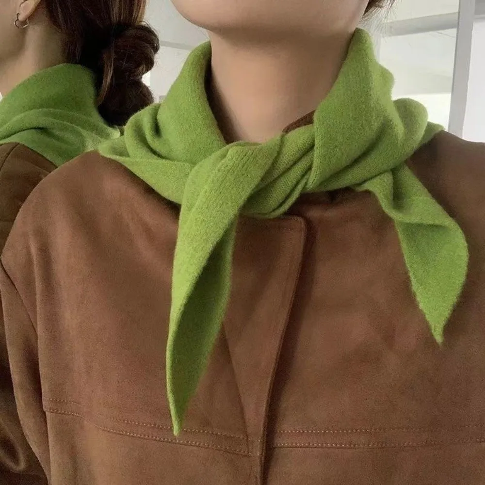 Neck Cover Solid Color Knitted Triangle Scarf Striped Wool Cross Scarves Warm Shawl False Collar Girl