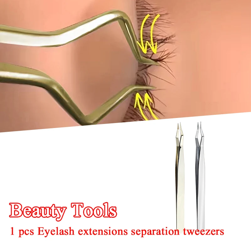 Pincettes d'extension de cils antidérapantes, en acier inoxydable, pointe incurvée, droites, haute précision, pour Nail Art, maquillage, outils de beauté
