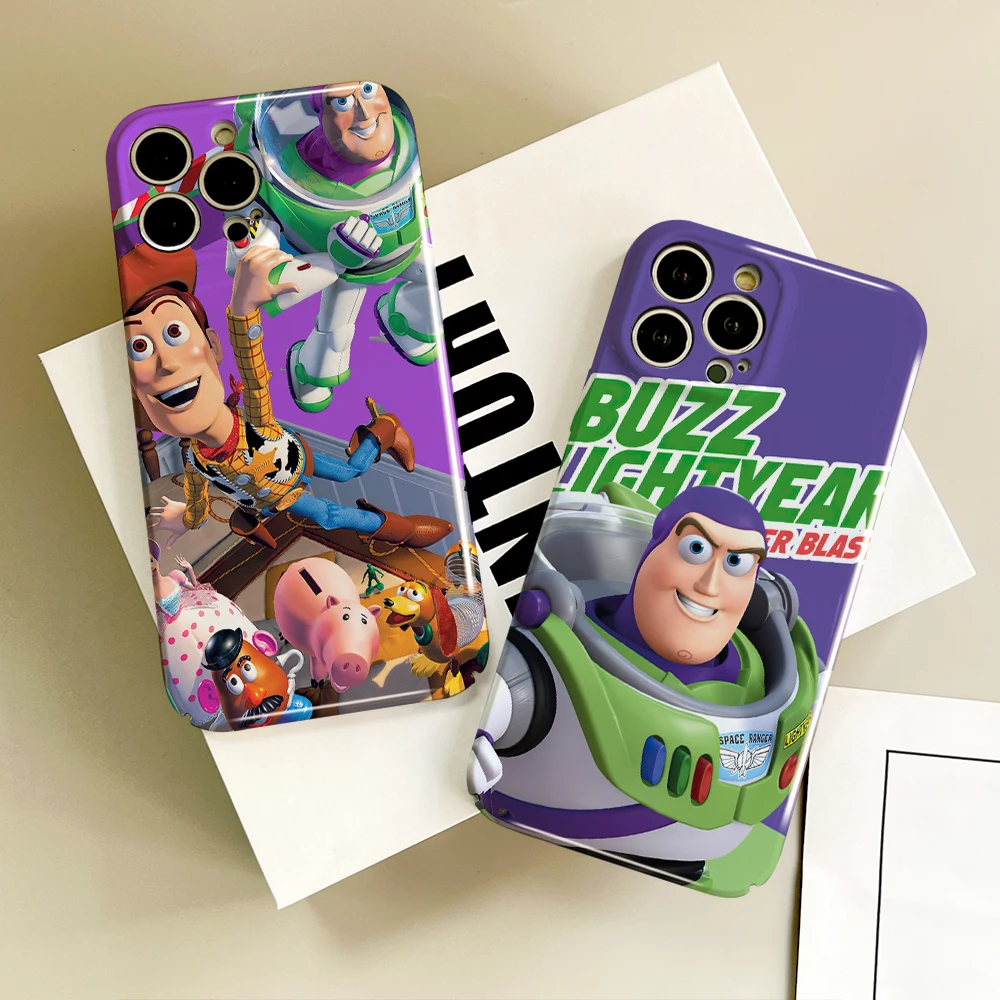 MINISO B-Buzz L-Lightyear Phone Case For IPhone 16 15 14 13 12 11 Plus Pro Max Mini All-inclusive Glossy Hard Cover Film Shell