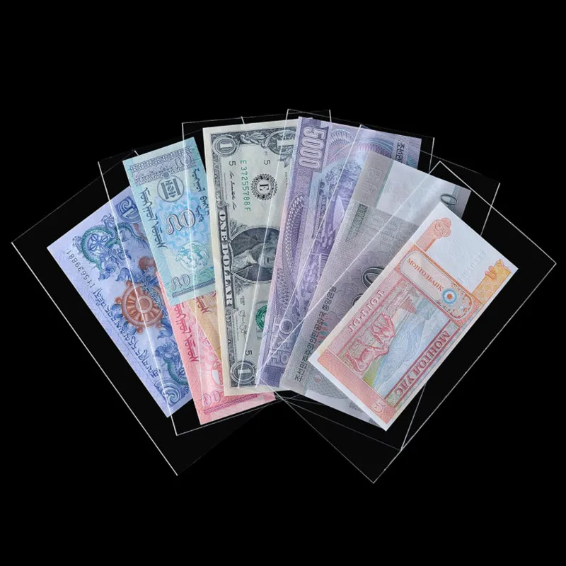 100pcs Clear Paper Money Album Banknotes Currency Collection Sleeves Protector Bag Bill Souvenir Banknote Note Collection Bag