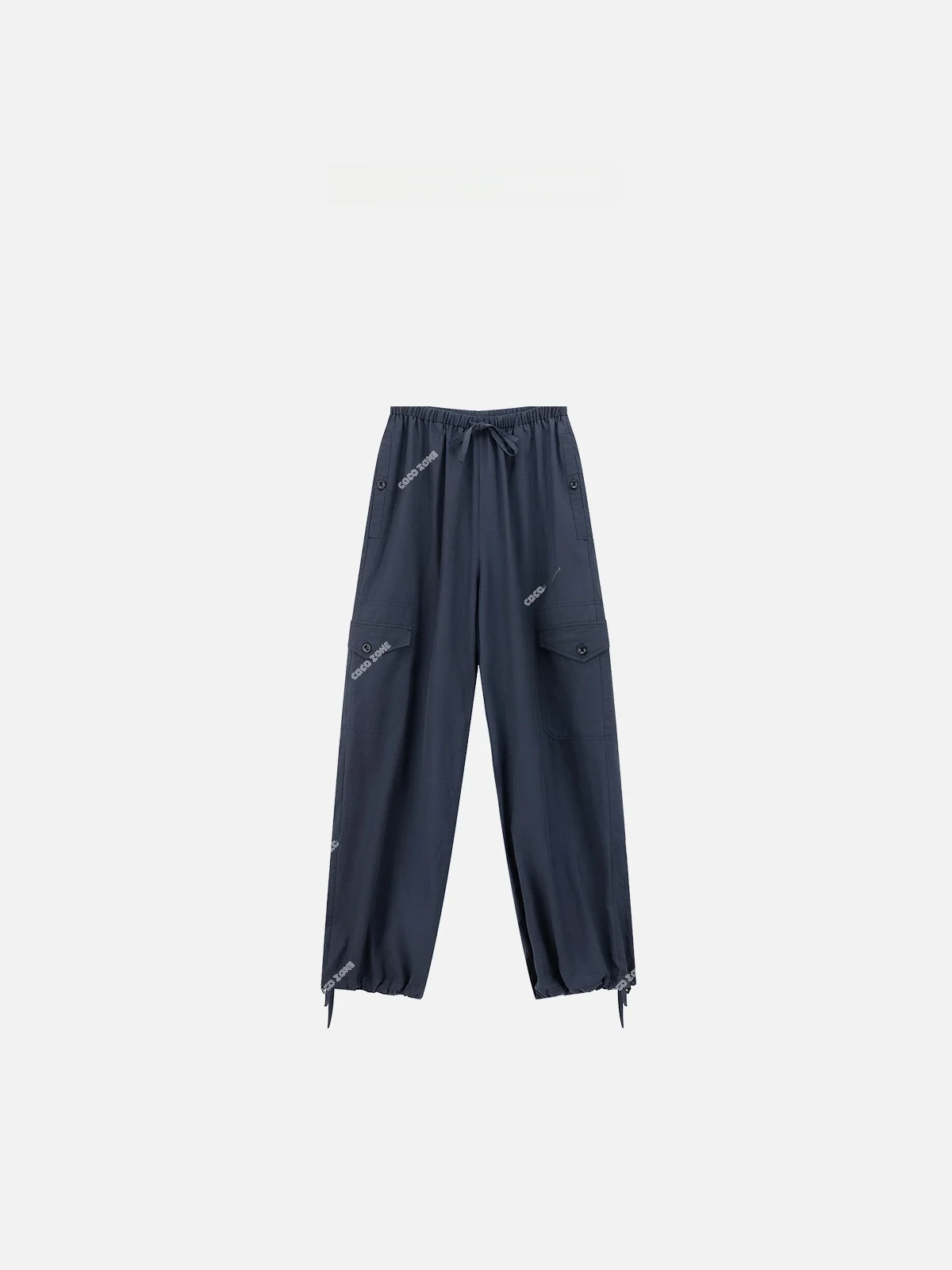 

Zone Artist Mixed Fiber Elastic Waist Wide Leg Pants Versatile Comfortable Cotton Blend Long Trousers for Women