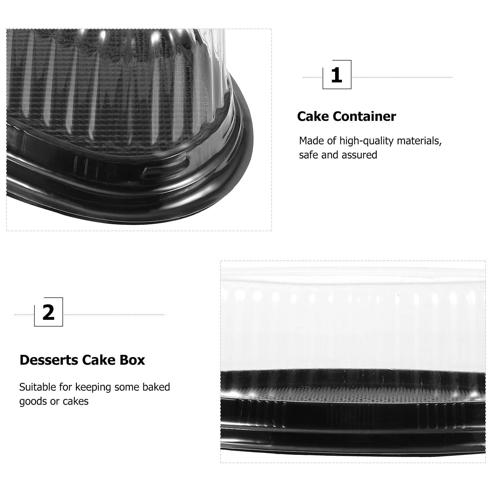 

10 Pcs Cake Boxes High Quality Disposable Plastic Containers for Baked Goods Cookies Cupcakes Lids Carrier Packaging