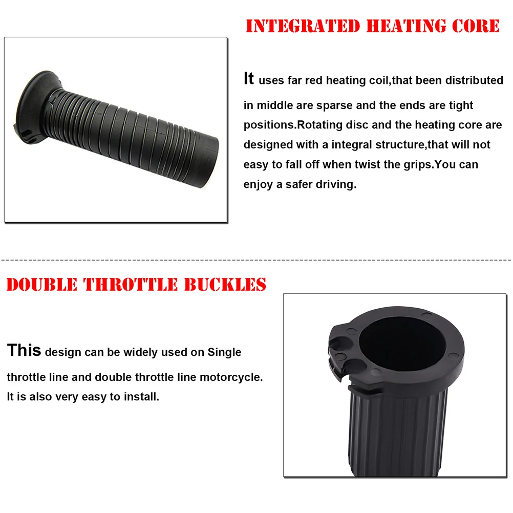 

1 Pair Electric Heated Handlebar Grips 12V 50-75C Adjustable Hot Handle For Motorcycle Winter Warmth Comfort Black Heat Control