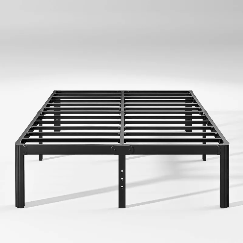 14in High Queen Bed Frame No Box Spring Needed, Heavy Duty Metal Bed Frame Queen Size with Round Corners, Noise Free, Black