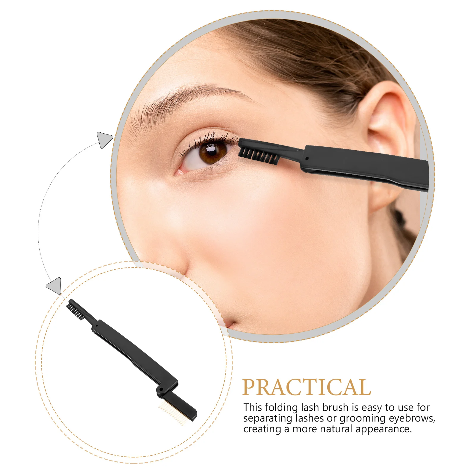 

Eyelash Brush Comb Black Artificial Fiber Portable Folding Separator Tool Eyebrow Makeup Wand lash brush eyelash comb mascara