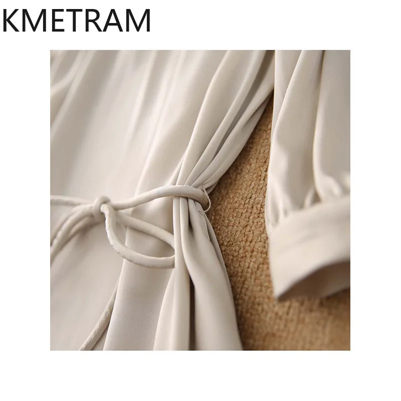 KMETRAM-Robes Mulberry à col tressé pour femmes, manches trois-quarts, grande robe de type balançoire, vêtements d'été, 2024