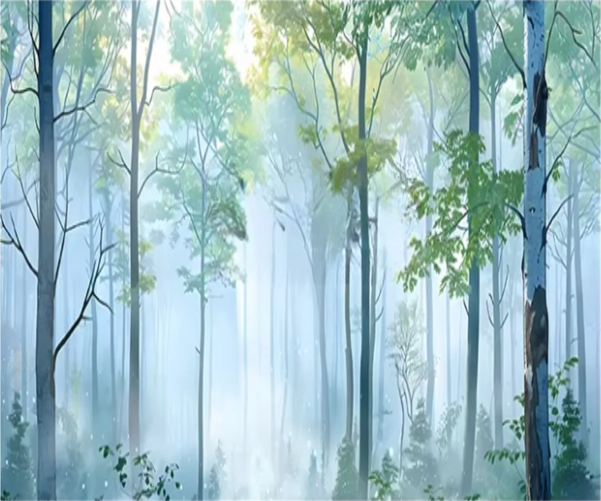 

Обои на заказ, современные модные обои мятно-зеленого цвета с изображением свежих деревьев, фон для телевизионной стены, декоративная 3D-фреска для дома