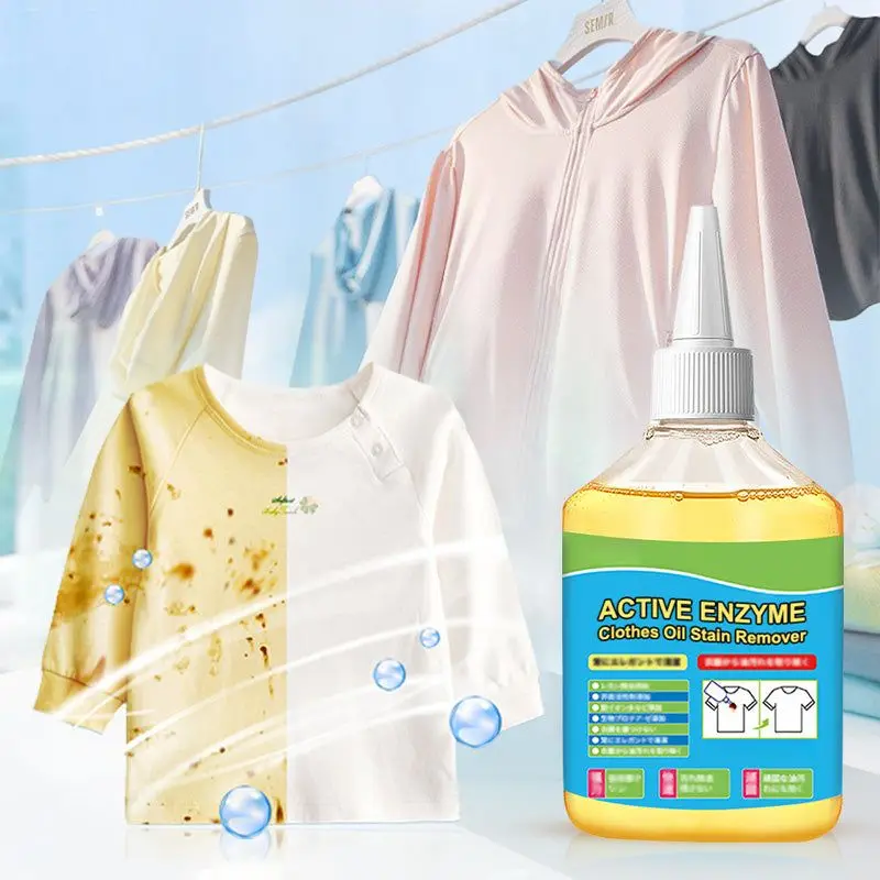 Active Enzyme Clothes Oil Stain Remover, Decontamination Cleaner, Stain Remover, Oil Rem