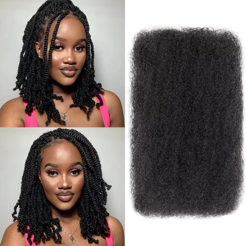 Afro Kinky Bulk Human Hair for Dreadlock Extensions Loc Repair Braiding Twist Afro Kinky Human Hair for Locs 1 Pack Ship From US