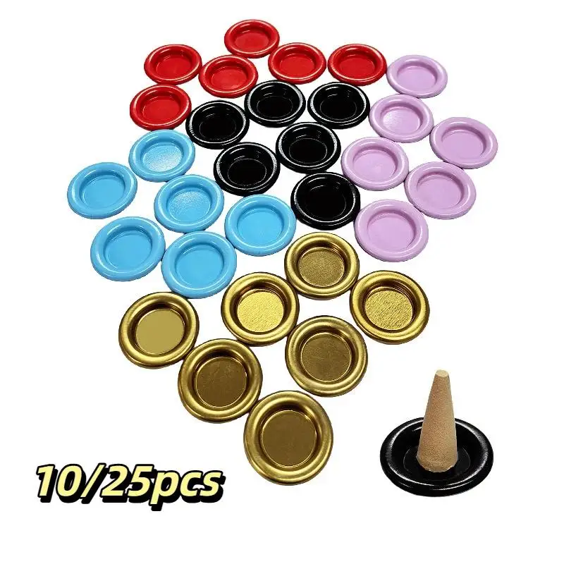 10/25pcs Metal Small Disc Incense Holder Tower Incense Cone Tray Portable Desktop Decoration For Home Yoga Meditation