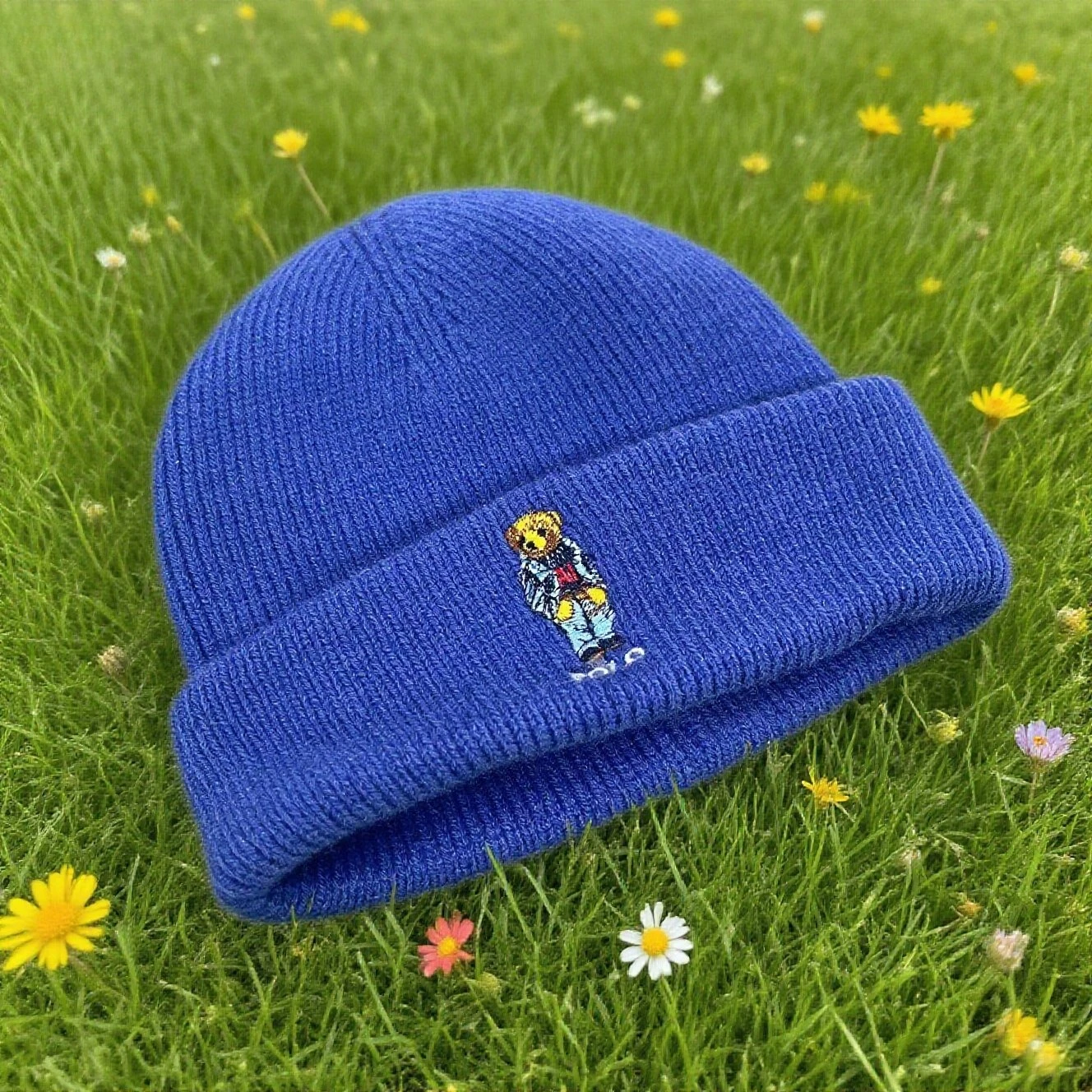 유니섹스 패셔너블 자수 곰 비니 모자 단색 니트 캡 캐주얼 스타일 트렌디 신상품