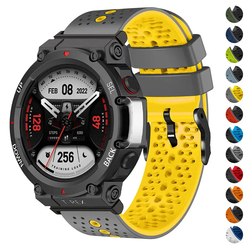 حزام سيليكون قابل للتنفس لساعة Huami Amazfit T-Rex 3 T-Rex2 سوار رياضي لساعة Amazfit T-Rex Pro/Ultra Smartwatch