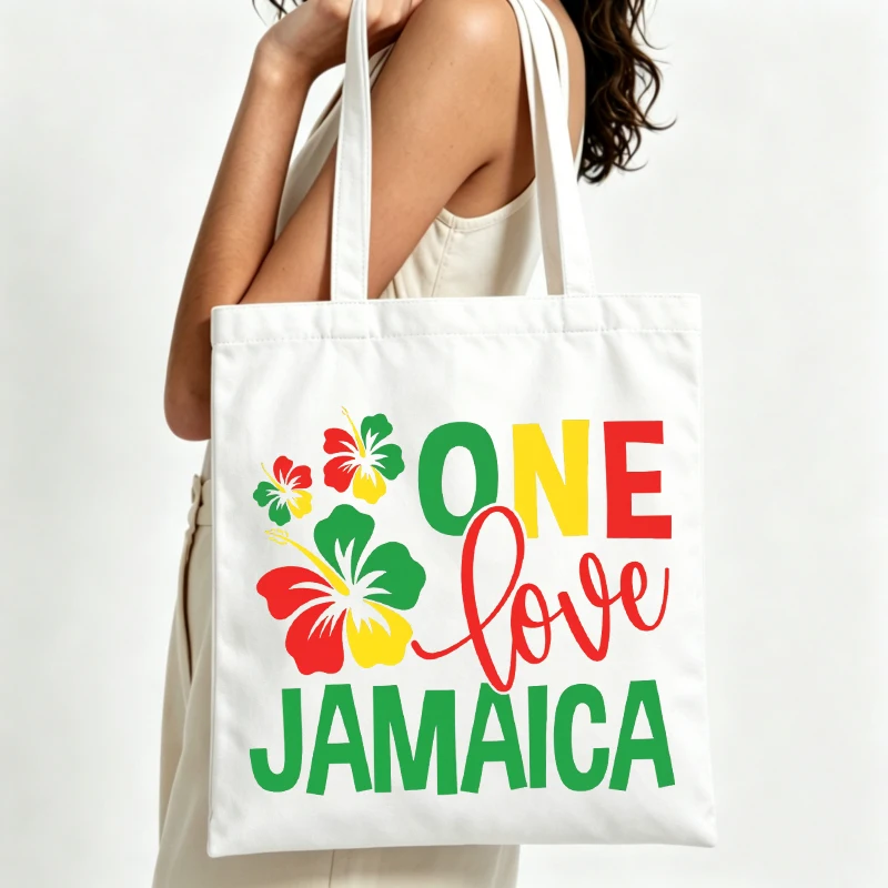 Women's floral and letter print canvas tote bag, casual style for summer shopping and daily outings