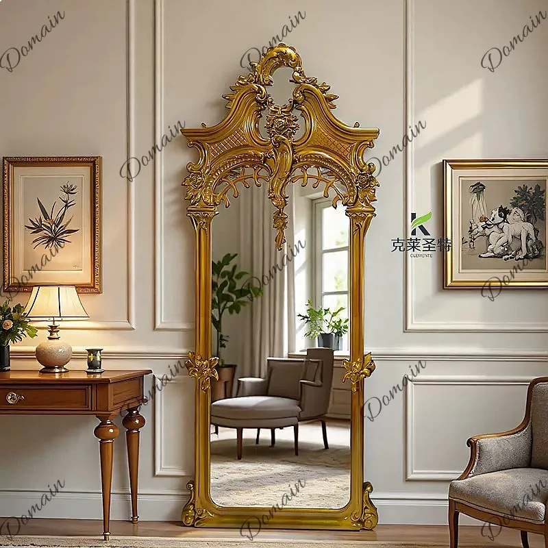 Baroque Full Length Mirror Handmade French Vintage Floor Standing Dressing Mirror for Home