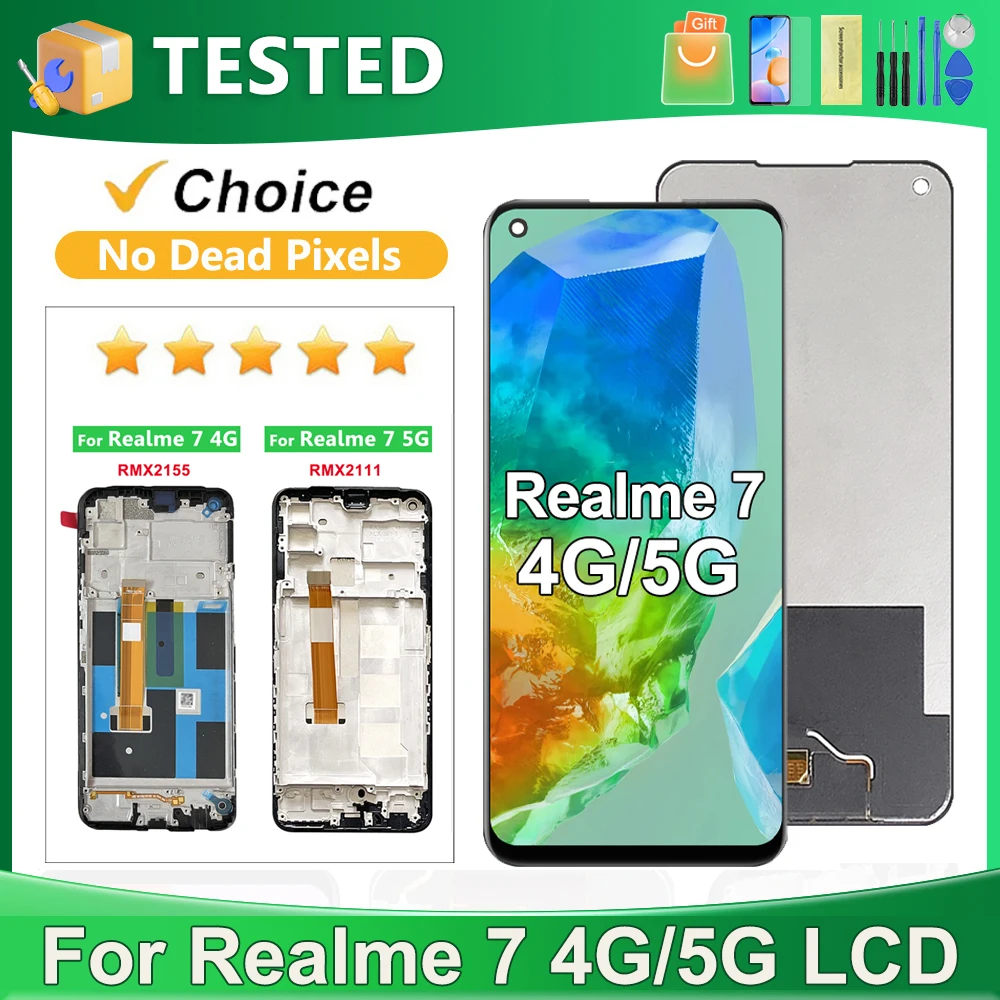 OEM para OPPO Realme 7 4G 5G RMX2155 RMX2111 para Realme 7 pantalla LCD reemplazo del ensamblaje del digitalizador de pantalla táctil