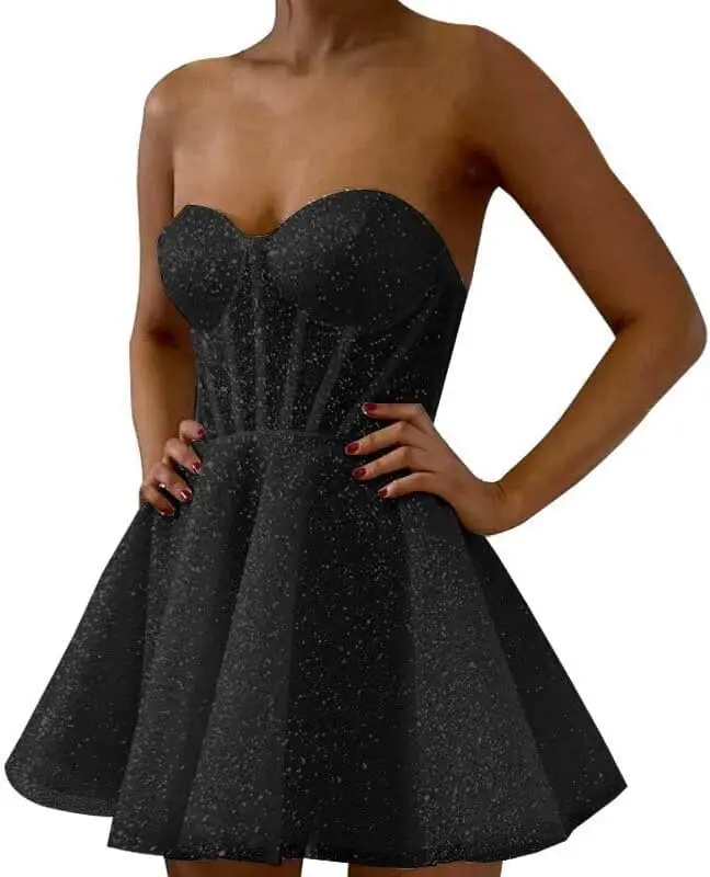 

Strapless Homecoming Dress for Teens, Short Prom Dress, Tulle Cocktail Party Dress, Above Knee , Mini Prom Dresses, Summer