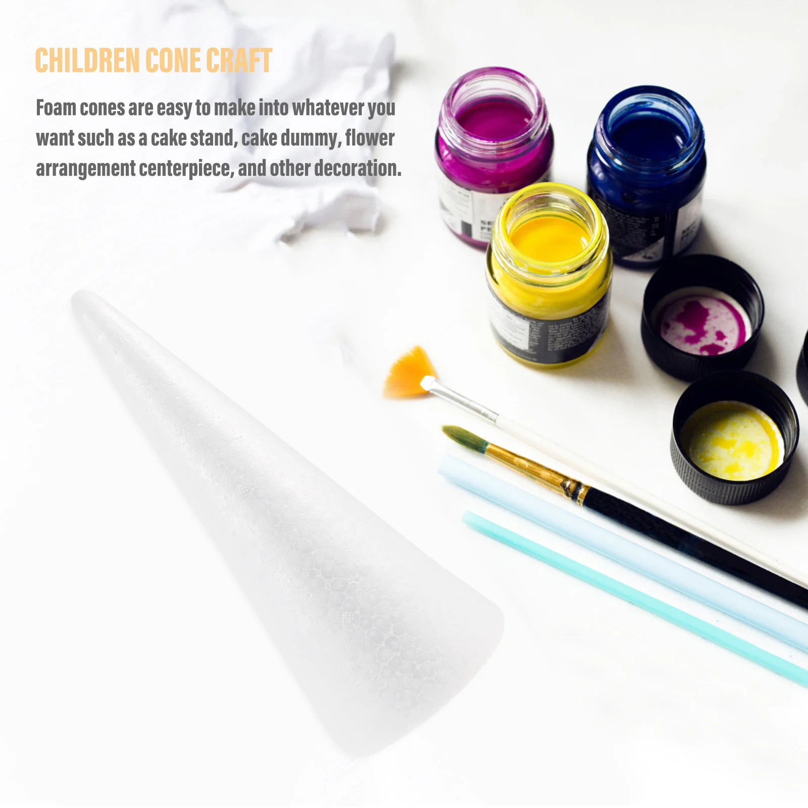 

5pcs Foam Cones Craft Diy Art Project Shapes For Christmas Winter New Year Decoration Centerpiece Table Ornament