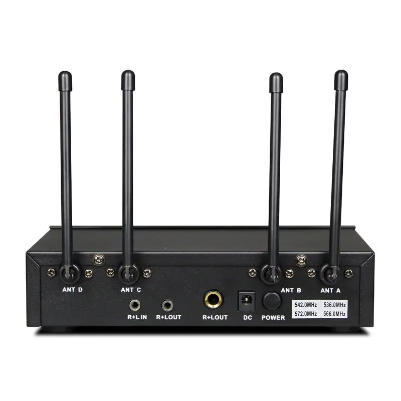 Adjustable Four-Channel Wireless Microphone SystemUHF Metal Handheld Wireless Microphones Cordless Mics Professional for Karaoke