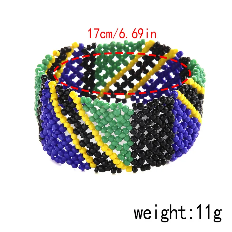 Meetvii Bohemia Wide Rice Bead Bracelets for Woman Ethnic Style Woven National Flag Color Wristband Dropshipping Jewelry