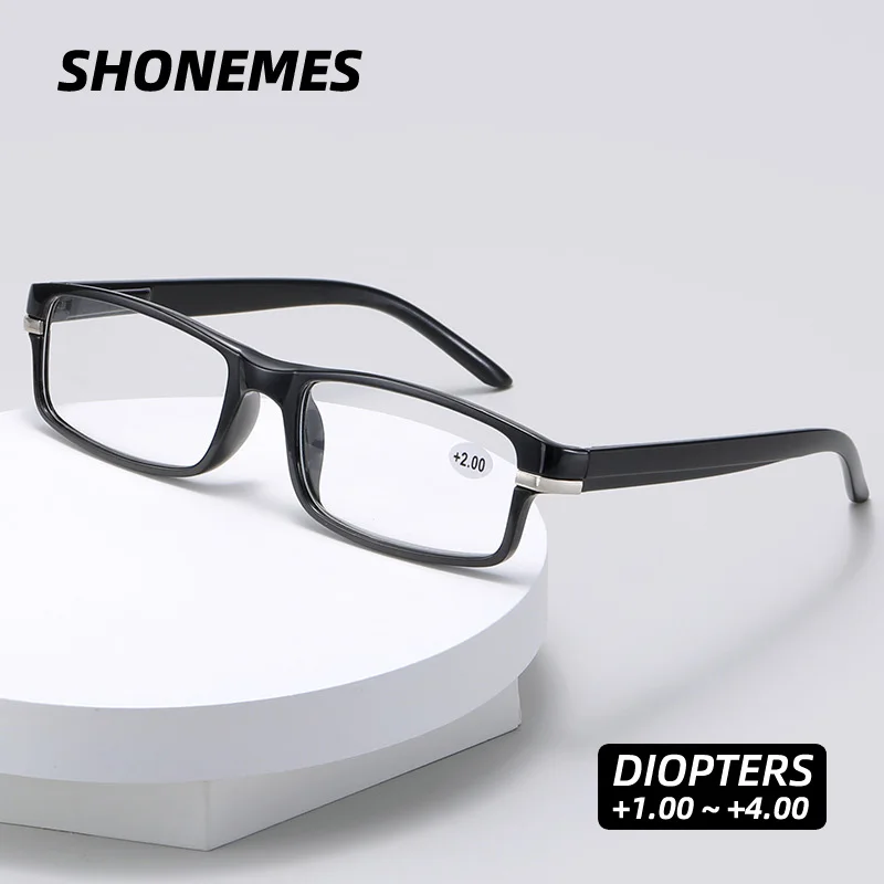 SHONEMES Rectangle Reading Glasses Vintage Men Reader Eyewear Black Brown Presbyopic Eyeglasses Diopters +1 1.5 2 2.5 3 3.5 4